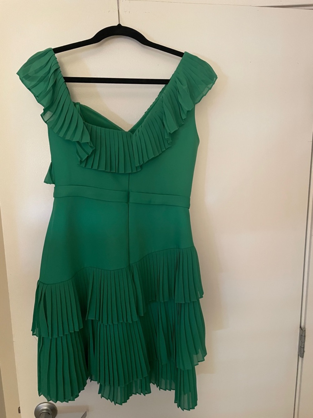 BCBGMaxAzria Emerald Green Pleated Ruffle Mini Dress - Picture 3 of 3